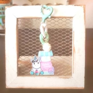 Unicorn and cotton candy machine purse/backpack charm dangle